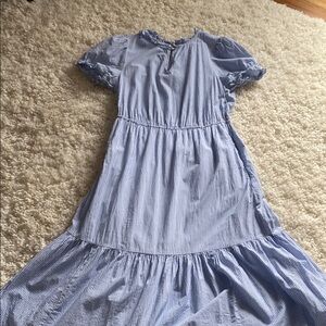 J. Crew Light Blue Striped Dress Size 6 EUC